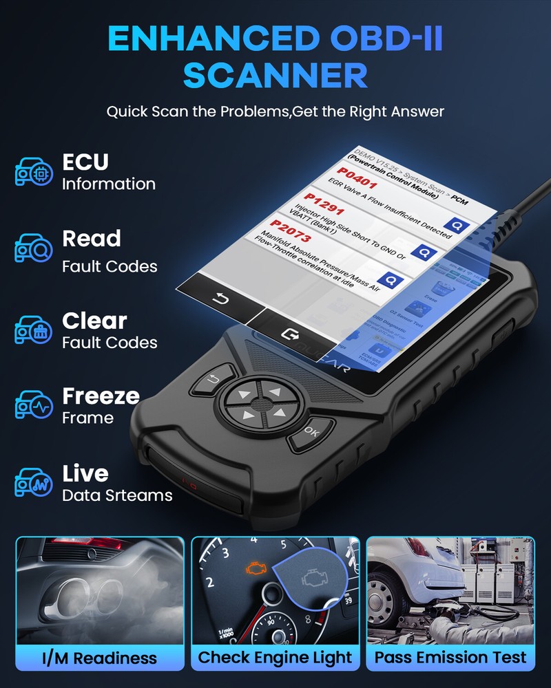 Automotive Car OBD2 Scanner Fault Code Reader Check Engine Light Diagnostic Tool