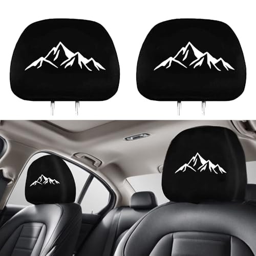 2 Pack Headrest Covers Compatible with Mountain Range Mountain Black-Mountain