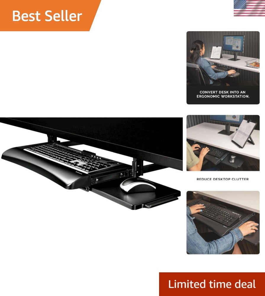 Sturdy Underdesk Keyboard Drawer with Stowable Mouse Tray - Easy Installation