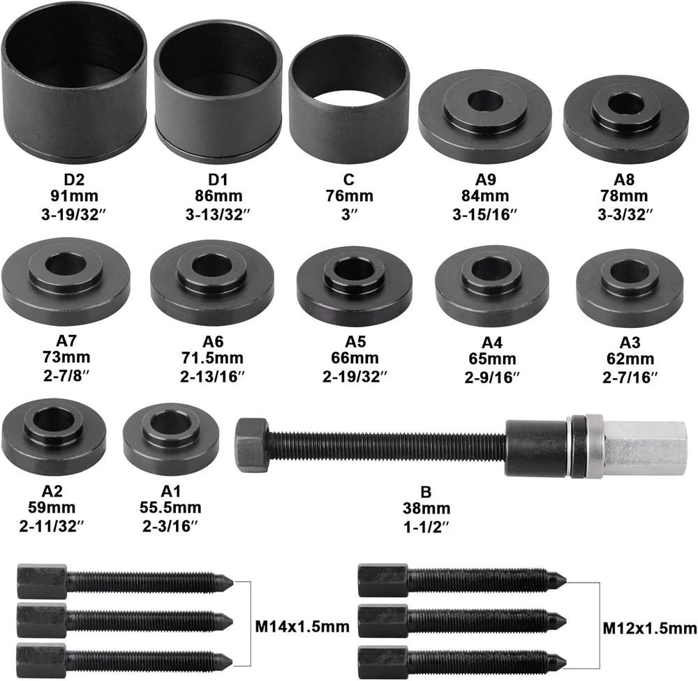 19Pcs Front Wheel Drive Bearing Removal Tool Bundle Slide Hammer Puller Set Kit