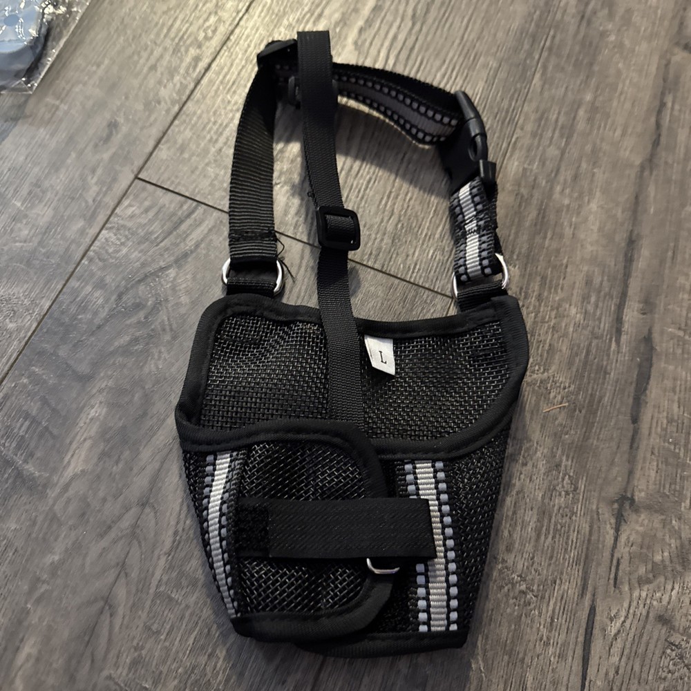 Breathable Mesh Dog Muzzle Black Adjustable Soft Training Anti Biting Barking