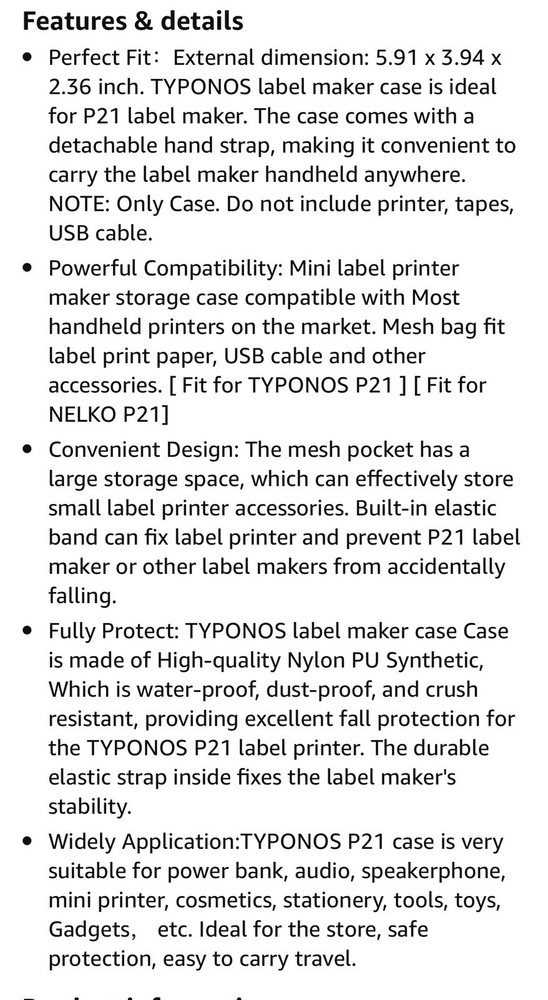Labels Printer Case Compatible P21 Label Maker, Compatible with Most Mini Label
