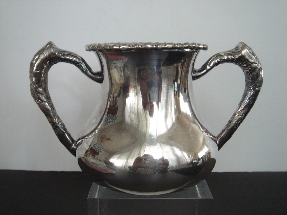 EG Webster & Son Quadruple Silver Plated Waste Bowl Double Handle Made in USA