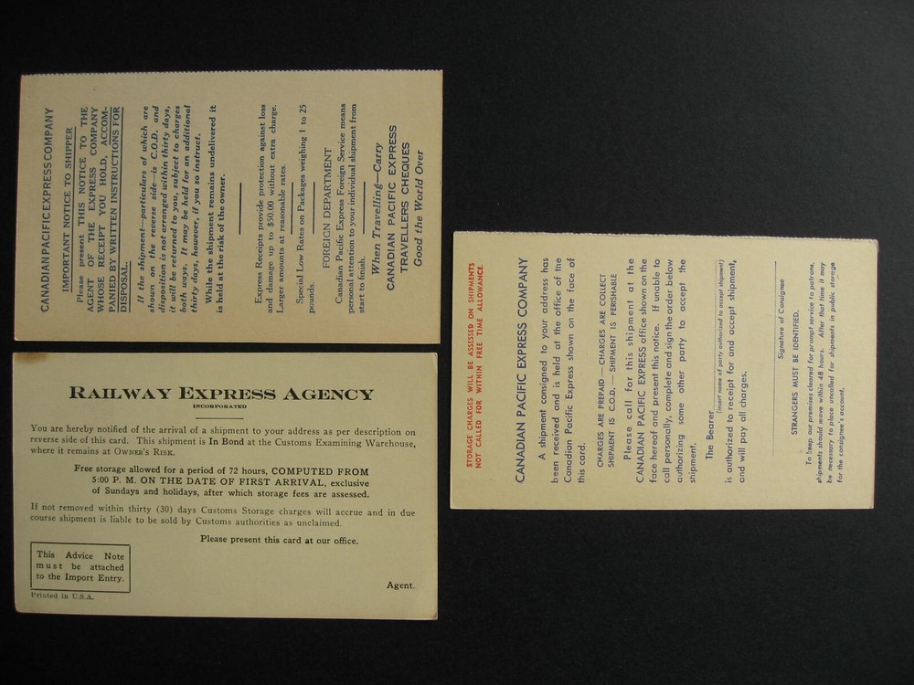 Canada Railway express 3 mint postcards