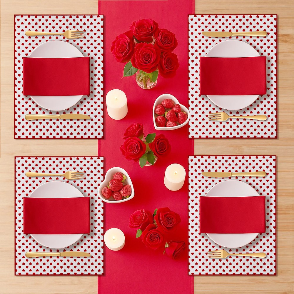 Reversible Hearts Table Runner Cotton