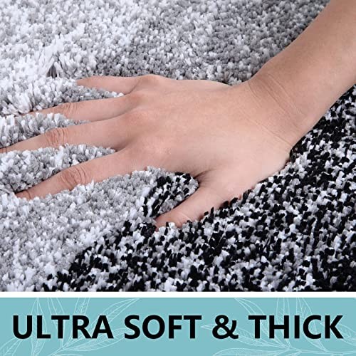 Microfiber Bathroom Rugs, Shaggy Soft and 30" x 17" Rectangular Black
