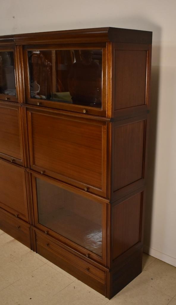 Antique Mahogany Barrister Bookcase Wall Unit Circa 1910
