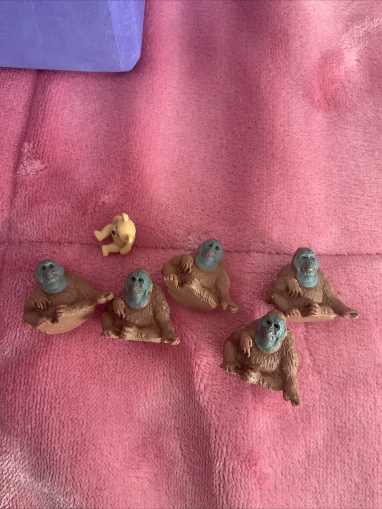 5 Small Gorillas For Cake Toppers Or Play