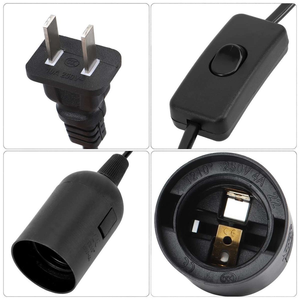 Light Cord Cable Switch E26/E27 Bulb Socket Extension Hanging Pendant Lamp 1.8M