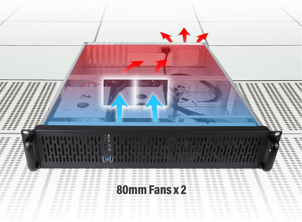 2U Server Chassis Rackmount Case, 4X 3.5 Bays, 2X 2.5 Devices, ATX Compatible, u
