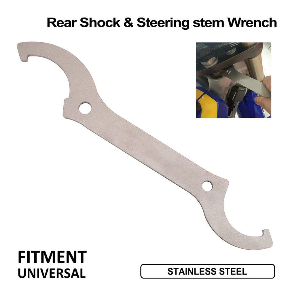 Universal Motorcycle Rear Shock & Steering stem Wrench Spring Adjustment Tool...