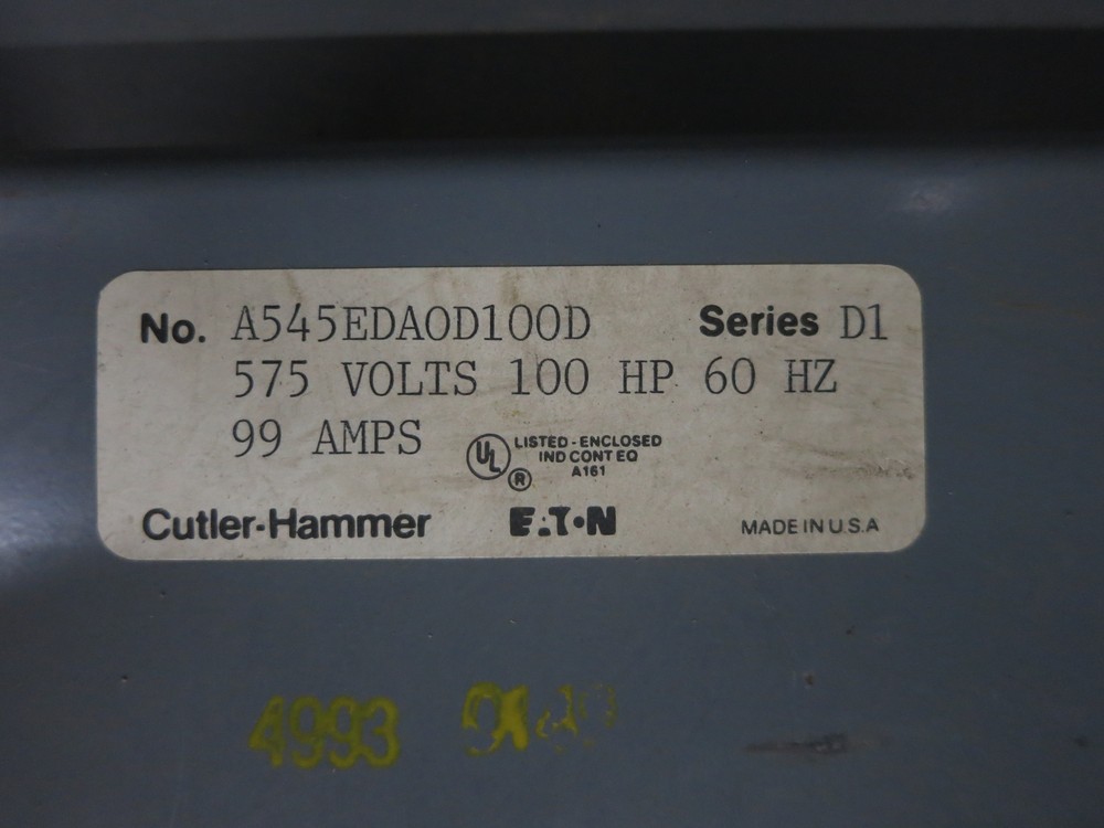 Cutler Hammer 100 HP 600V Solid State Reduced Voltage Starter 99A C32KN30