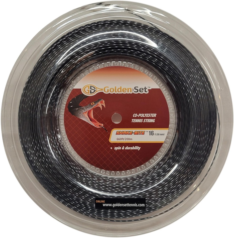 Snake-Bite Polyester Tennis String 660' Reel 16g Black