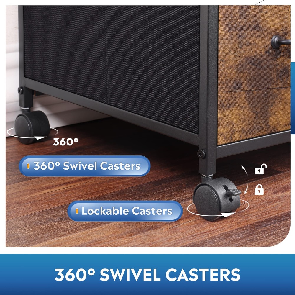 3 Drawer Mobile File Cabinet, Rolling Printer Stand with Open Storage Shelf, ...