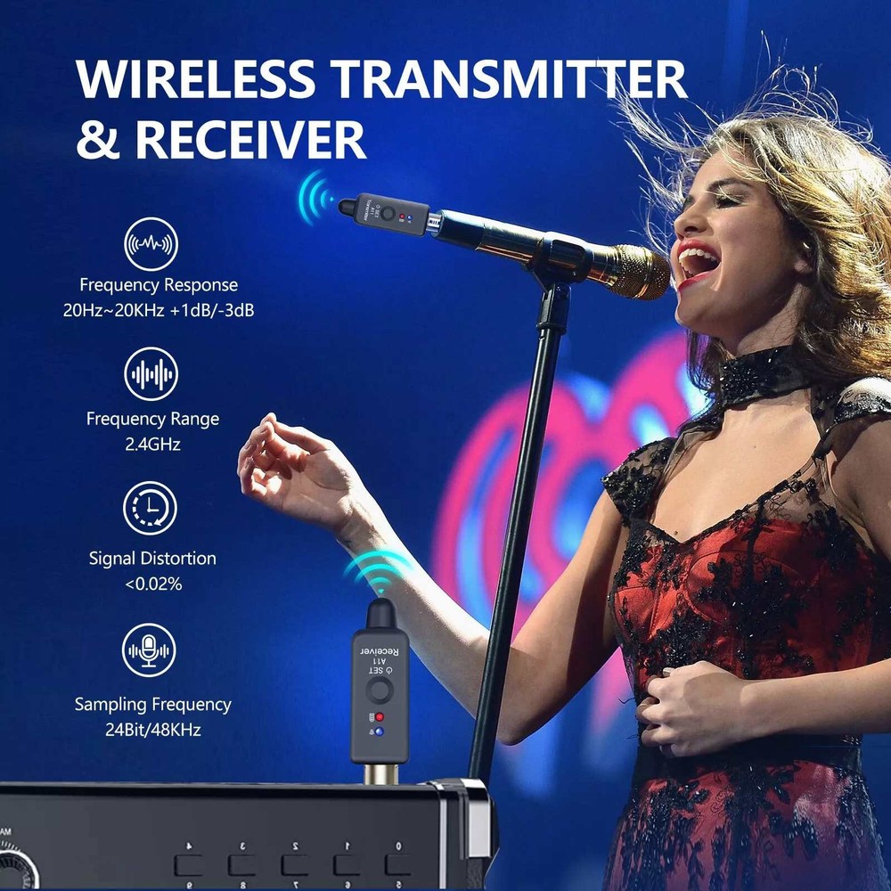 Professional XLR Wireless Microphone Transmitter&Receiver For Multiple Scenarios