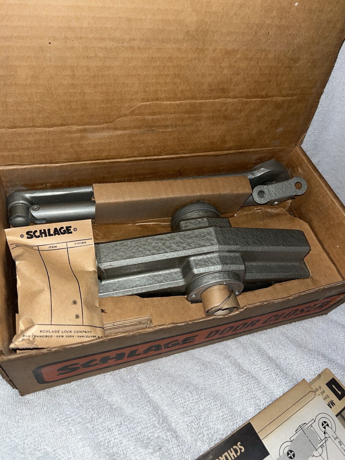 Vintage Schlage Heavy Duty Deadstock DOOR CLOSER In Original Box Zenith Gray