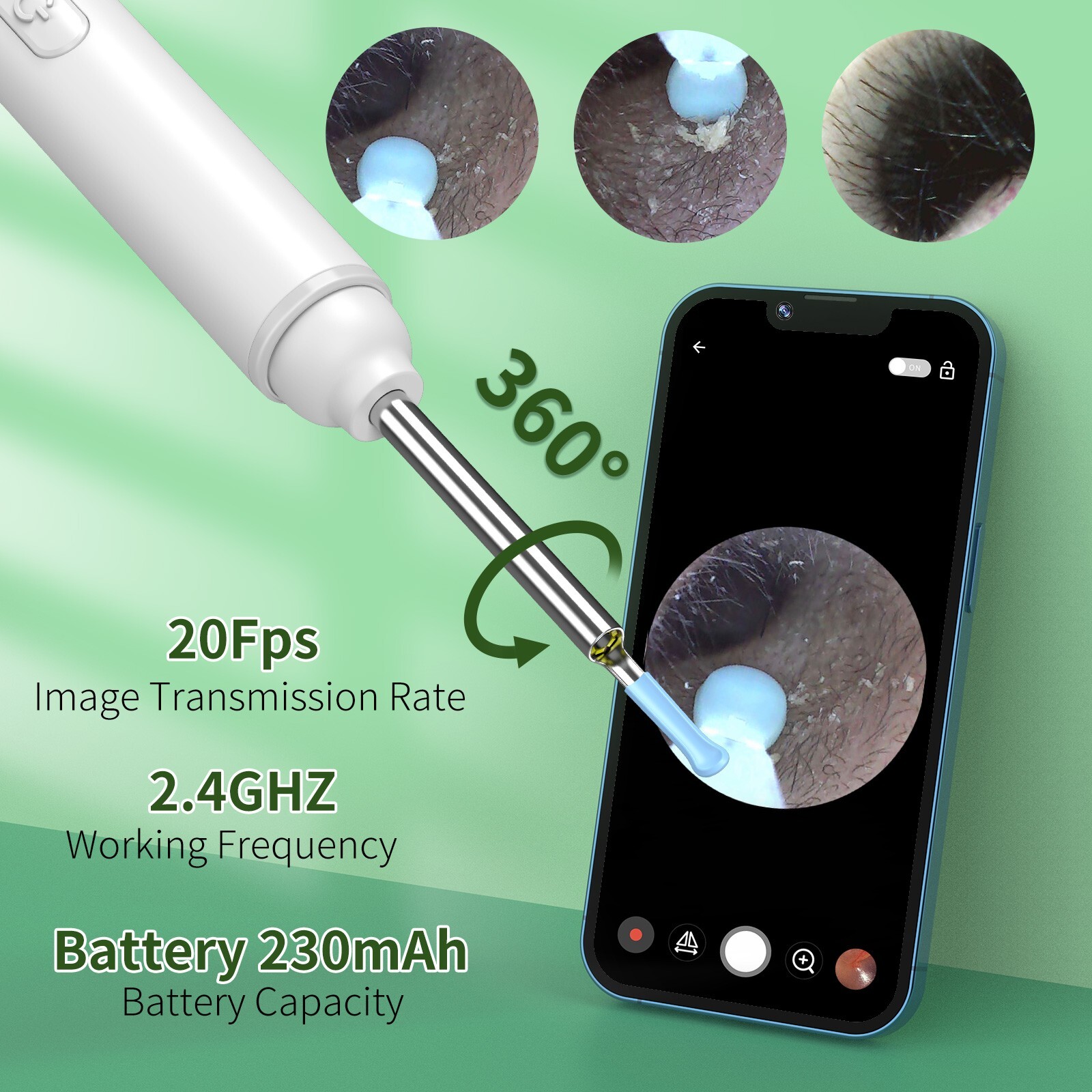 Ear Wax Removal Kit: 1920P HD Camera & 8-Pc Ear Set for iPhone, iPad & Android
