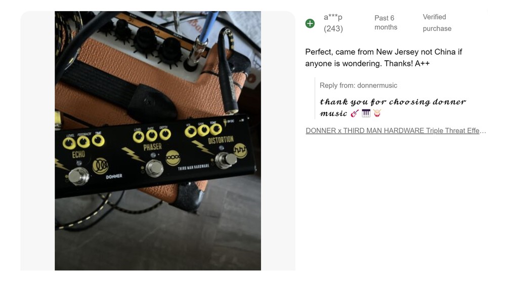 Donner Triple Threat Multi Effects Pedal Echo Phaser Distortion With Adapter