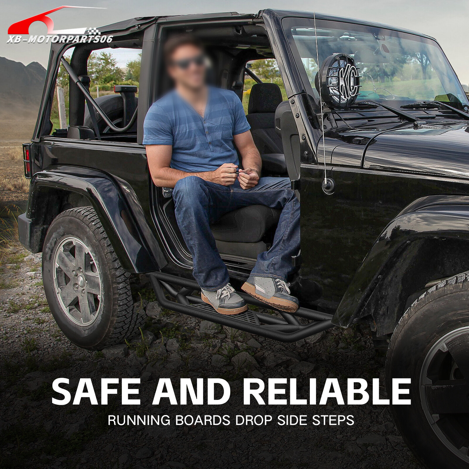 Running Boards For 2007-2018 Jeep Wrangler JK 2Doors Side Steps Nerf Bars Plates