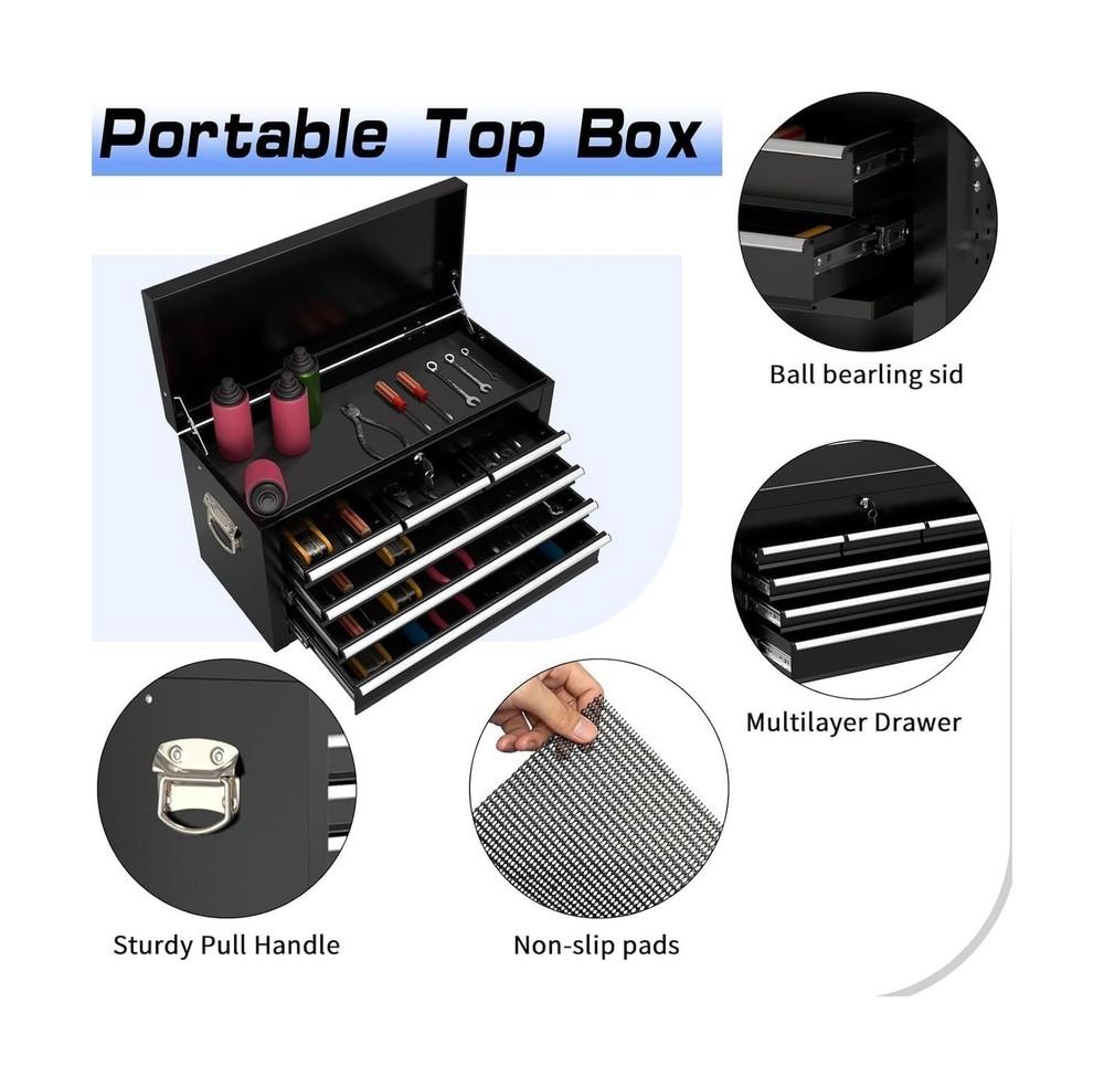 8 Drawer Rolling Tool Chest, High Capacity Tool Box with Lockable Wheels and ...