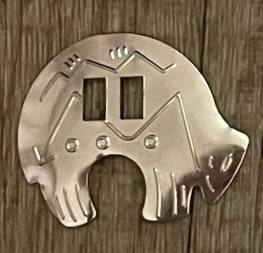 8 NATIVE AMERICAN STYLE BEAR-BUFFALO CONCHOS-SLOTTED-VERY LARGE 2" X 1.75" -NEW