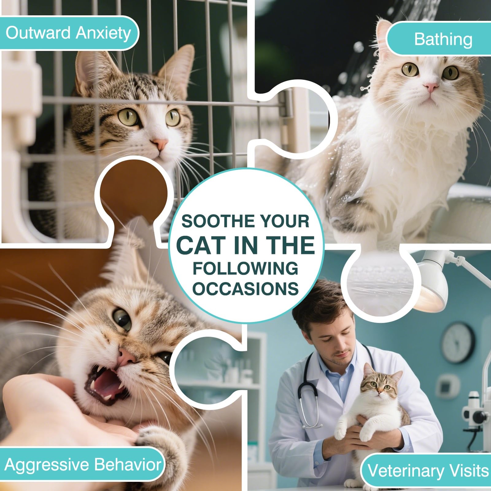 MNQAXZ Cat Calming Treats, 140 Soft Chews to Relieve Anxiety, Stress & 140