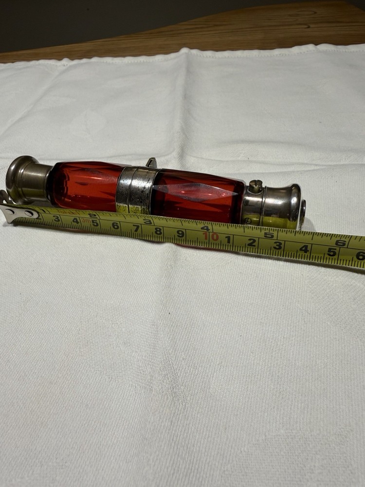 Victorian Ruby Red Glass Folding Double Scent Bottle Silver Mount