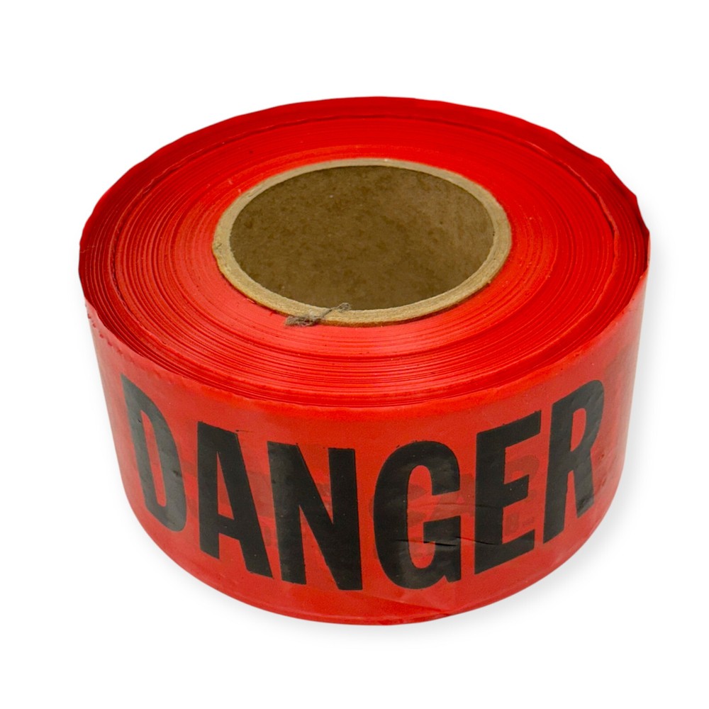 White Cap Plastic Danger Barricade Tape Red