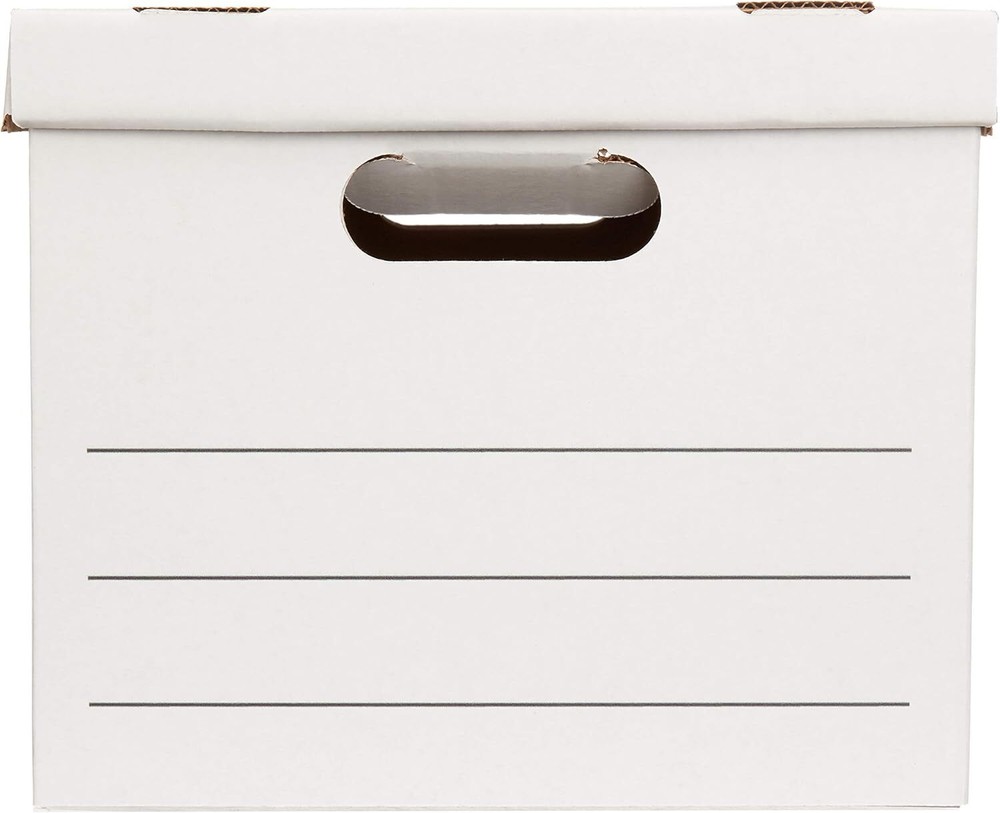 Storage and Documentation Box with Lid and Handles, Basic, 20-Piece, White