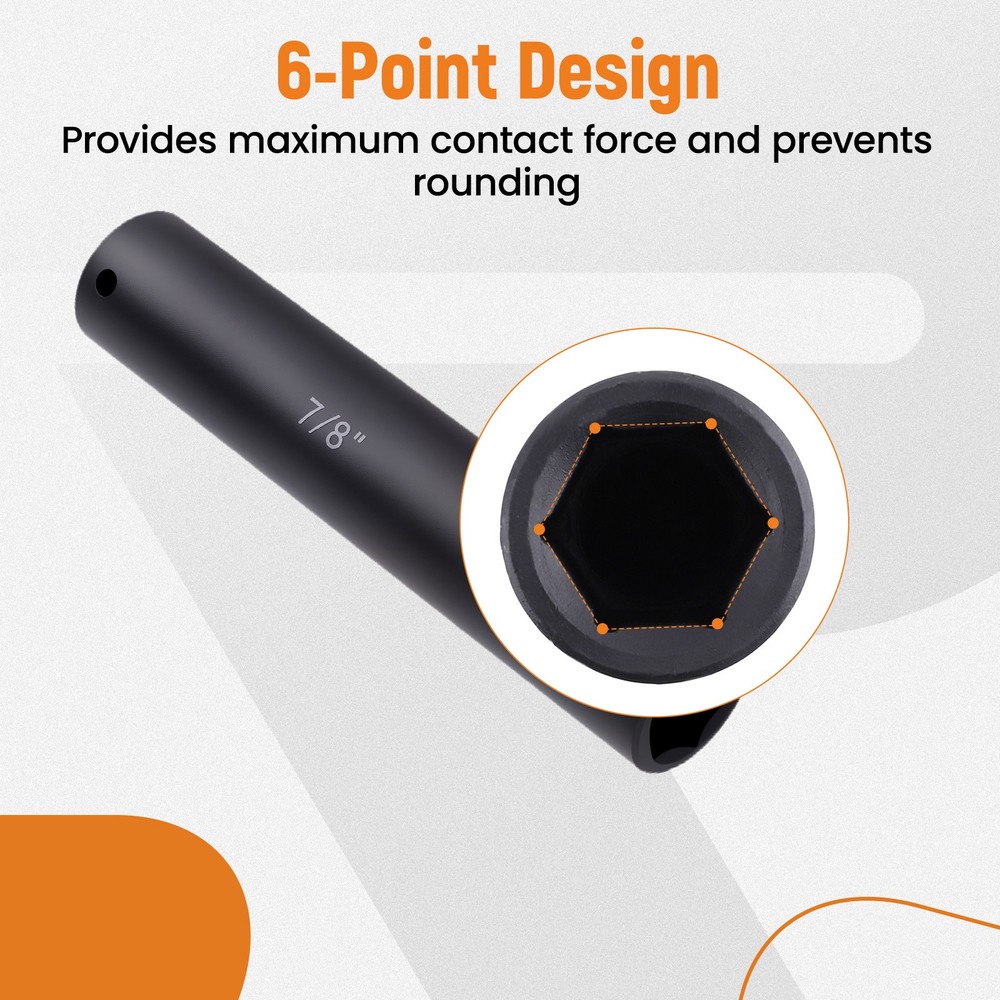 1/2 Inch Drive Extended Length Impact Socket Set 6PCS Extra Deep Socket Set