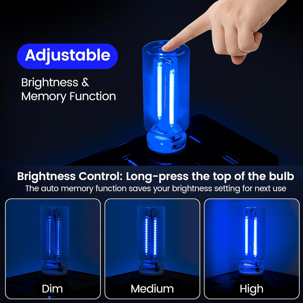 2 PCS Blue USB Interior Car Ambient Lights, Touch Control Adjustable Brightness