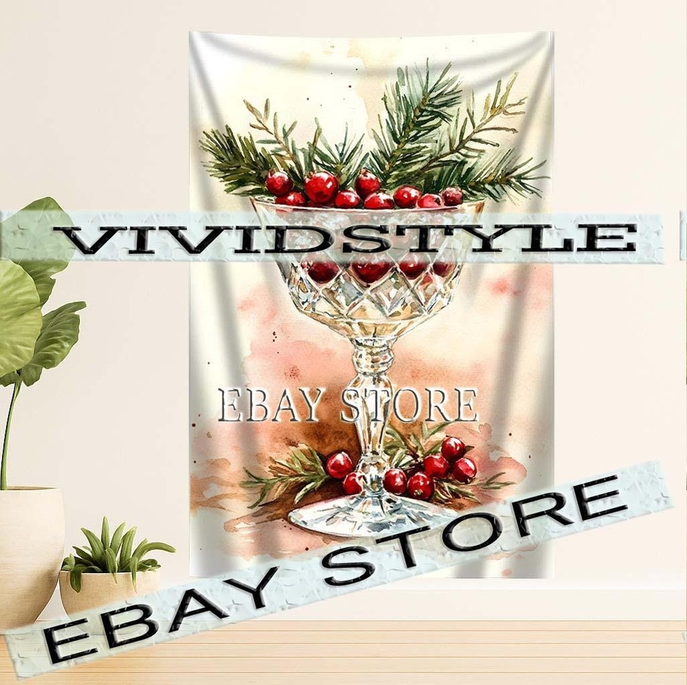 Ruby Chalice Tapestry Festive Kitchen Wall Art 39X59 in