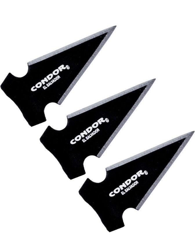 Condor Set of 3 Saighead Arrow Heads 420HC Steel w/ Tan Ballistic Nylon Sheath