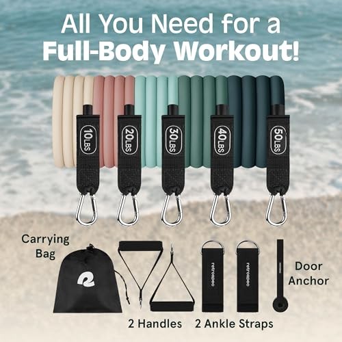 Train Resistance Bands Set for Working Out - 5 Stackable Bands, Smoothie