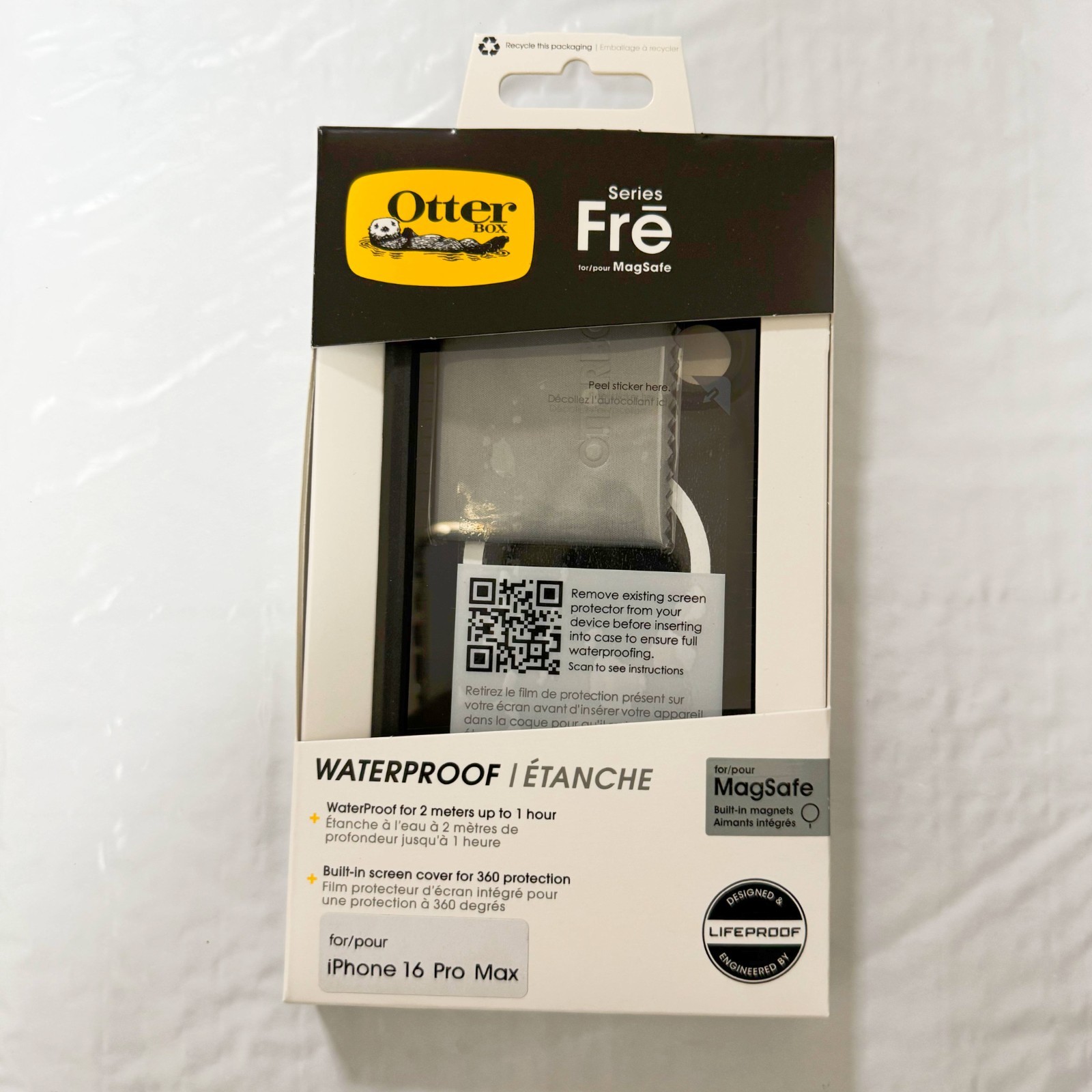 OtterBox WaterProof FRĒ Series for MagSafe for iPhone 16 Pro Max, Black Case