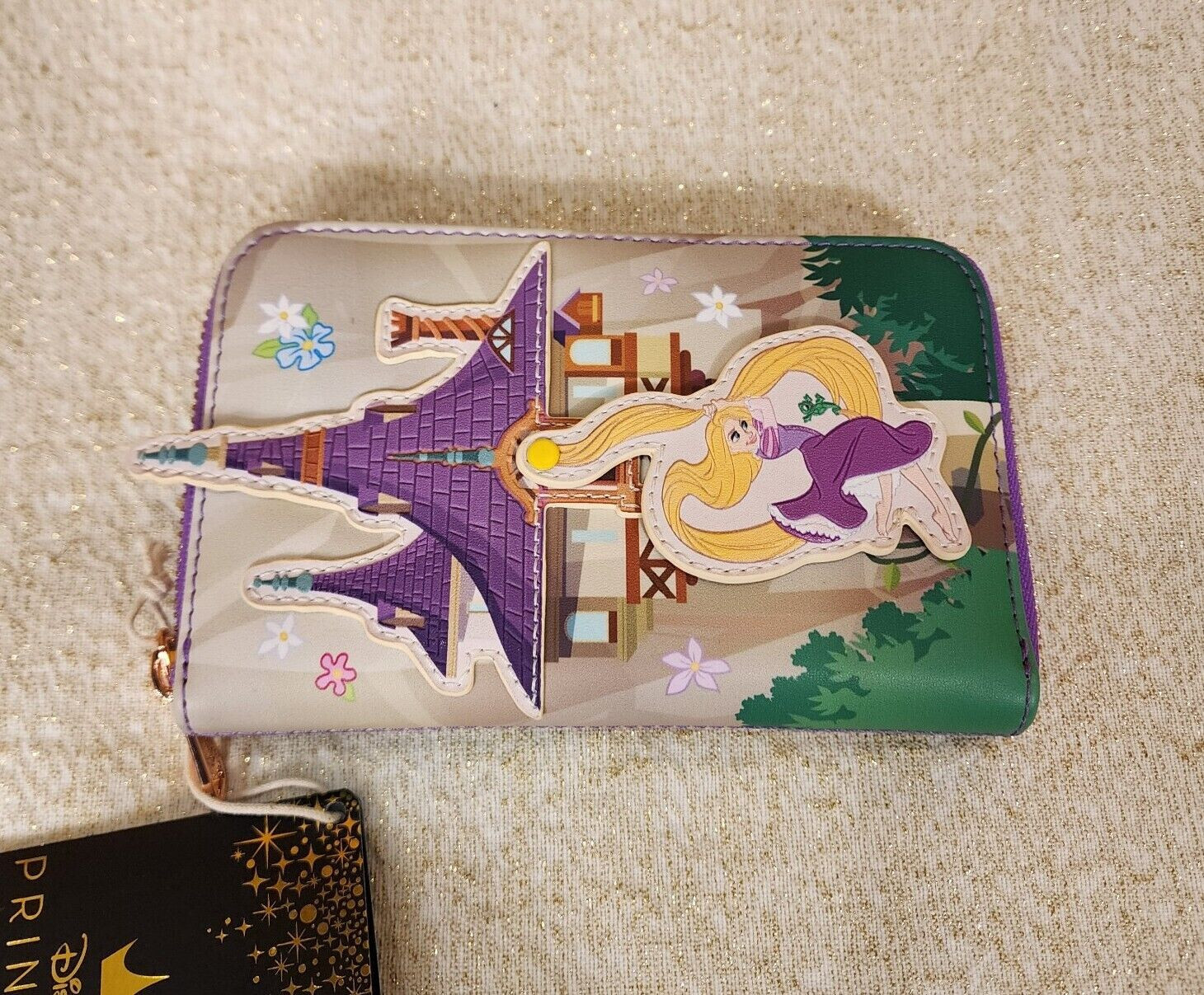 Loungefly Disney Tangled Rapunzel Swinging From Tower Zip Around Wallet NEW