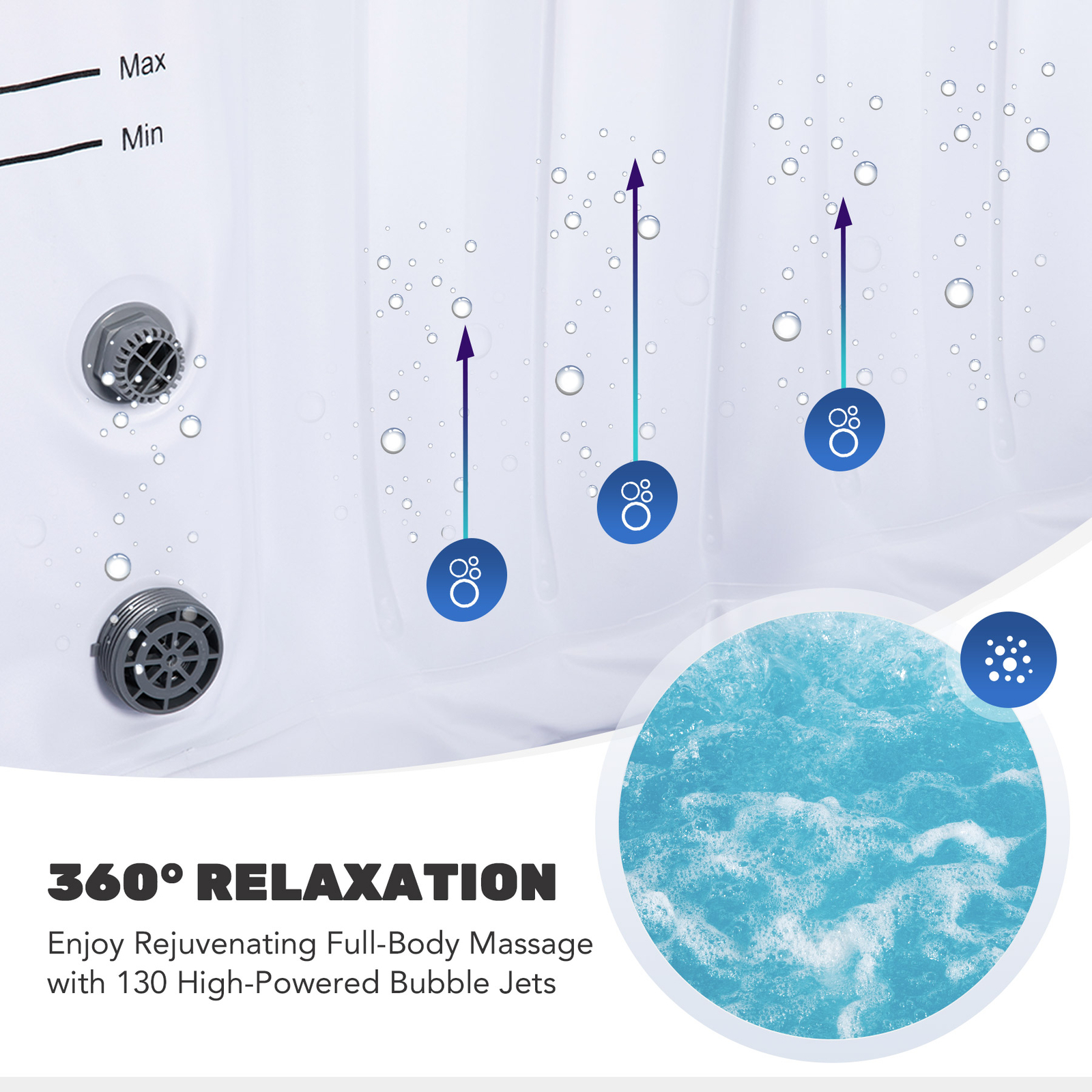 CO-Z Inflatable Spa Tub 6.8x6.8x2 ft. for 6 Person Portable w. Pump, Jet, Cover