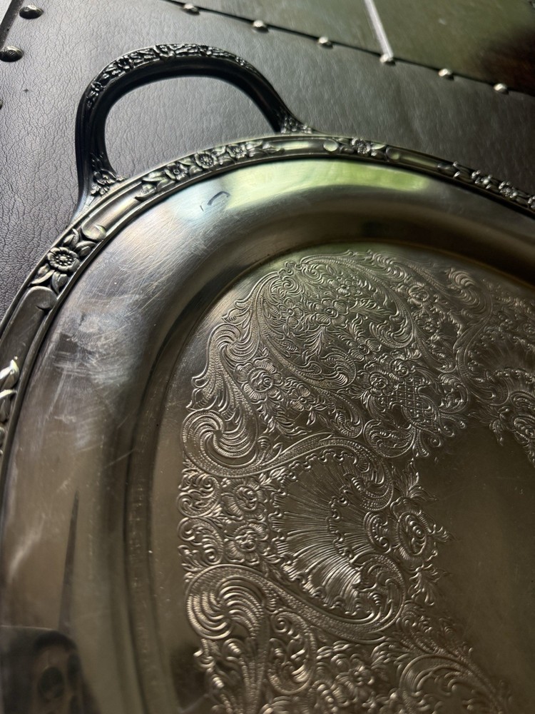 Antique Rogers and Bro 2380 Silver Heritage Serving Tray Victorian Style