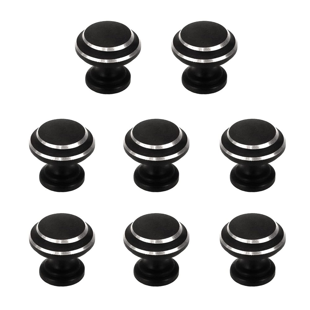 8 Pcs Alloy Black Drawer Knobs Round Cabinet Drawer Pulls Handles with Screws