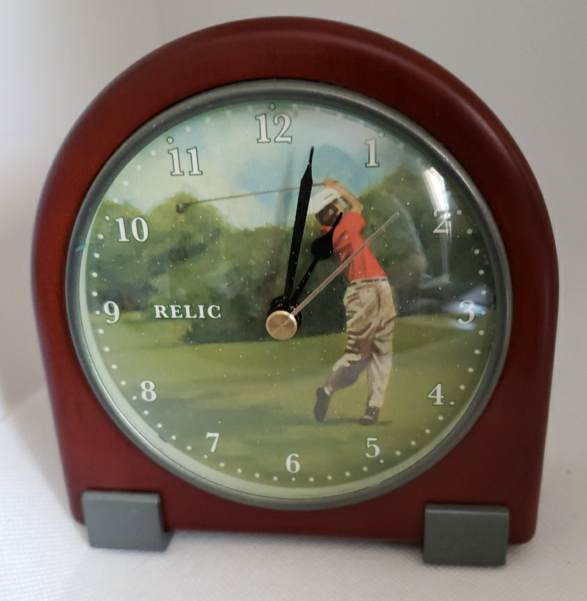 Relic Solid Wood Desk Golf Clock 5" High Works Great