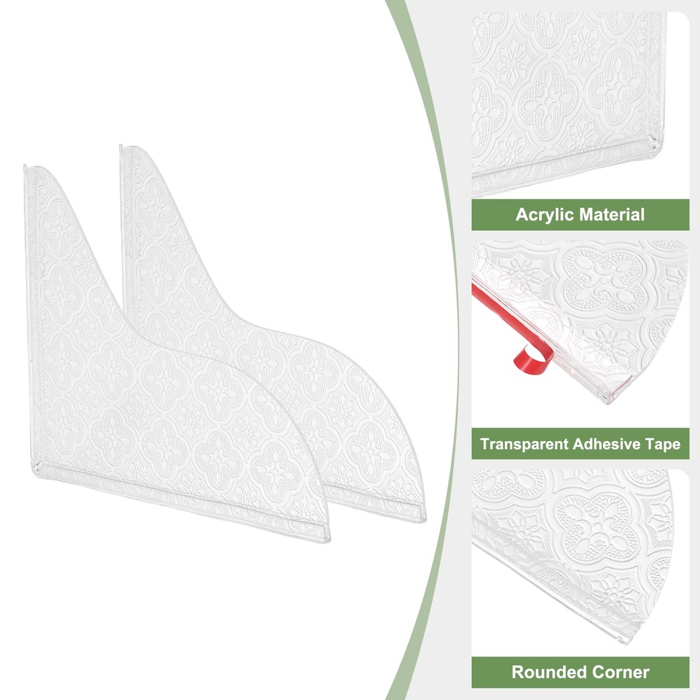 2Pcs Shower Splash Guards, Acrylic Patterned Corner Water Blocker