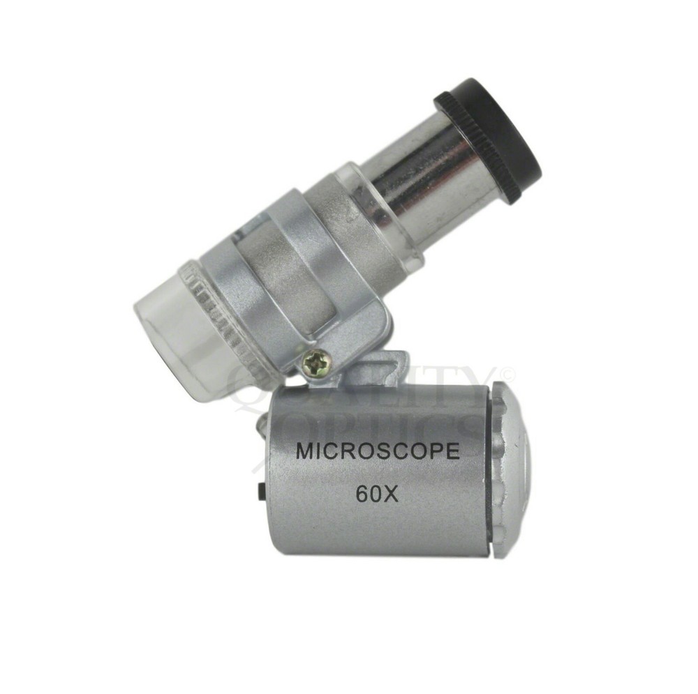 Quality Optics USA Illuminated Mini Microscope 2-Function 60x Magnifier UV/LED