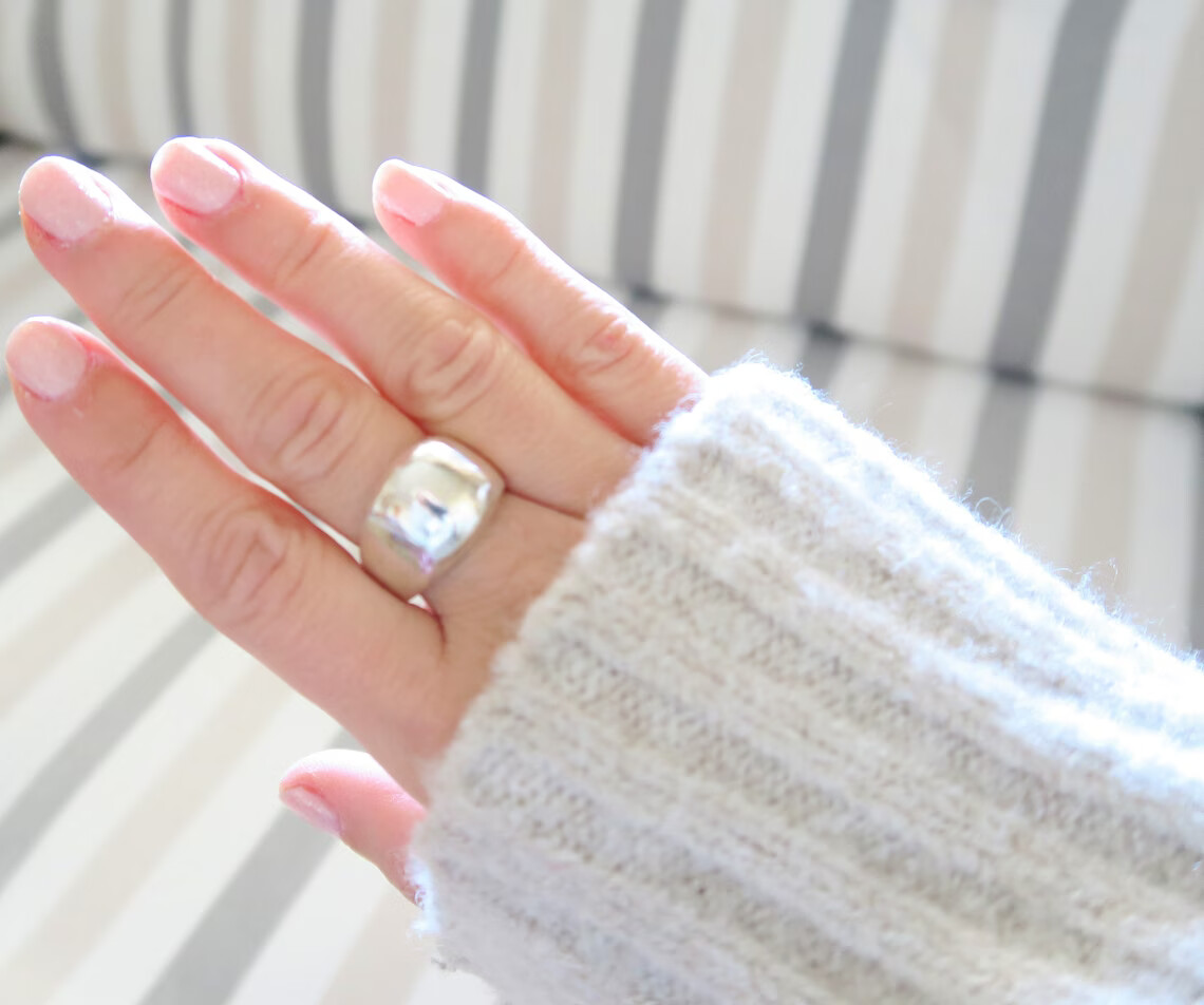 Dome Ring 925 Sterling Silver Ring Plain Wide Band Women Statement Wide Ring All