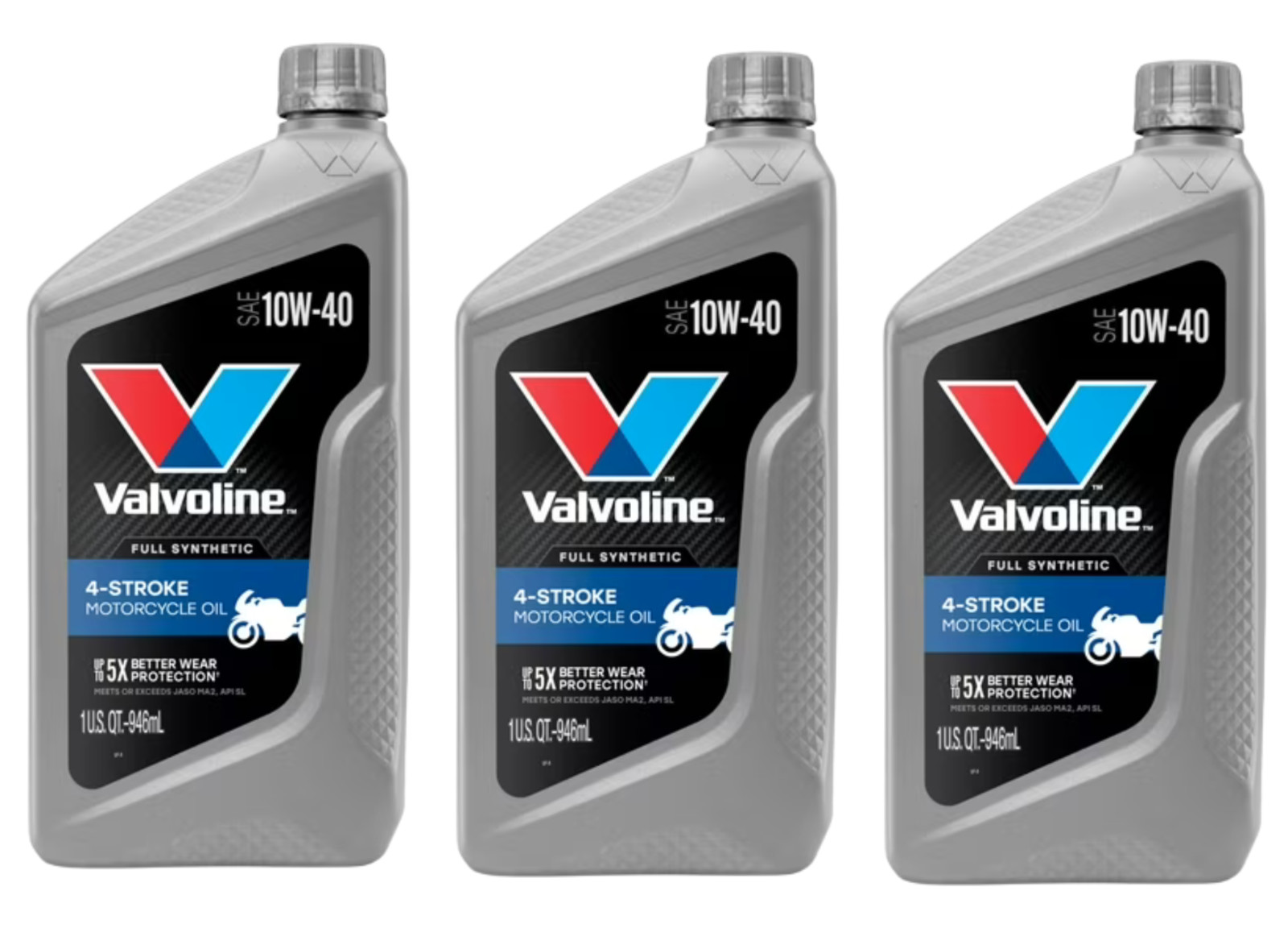 (3 pack) Valvoline 4-Stroke Motorcycle Full Synthetic 10W-40 Motor Oil Free Ship