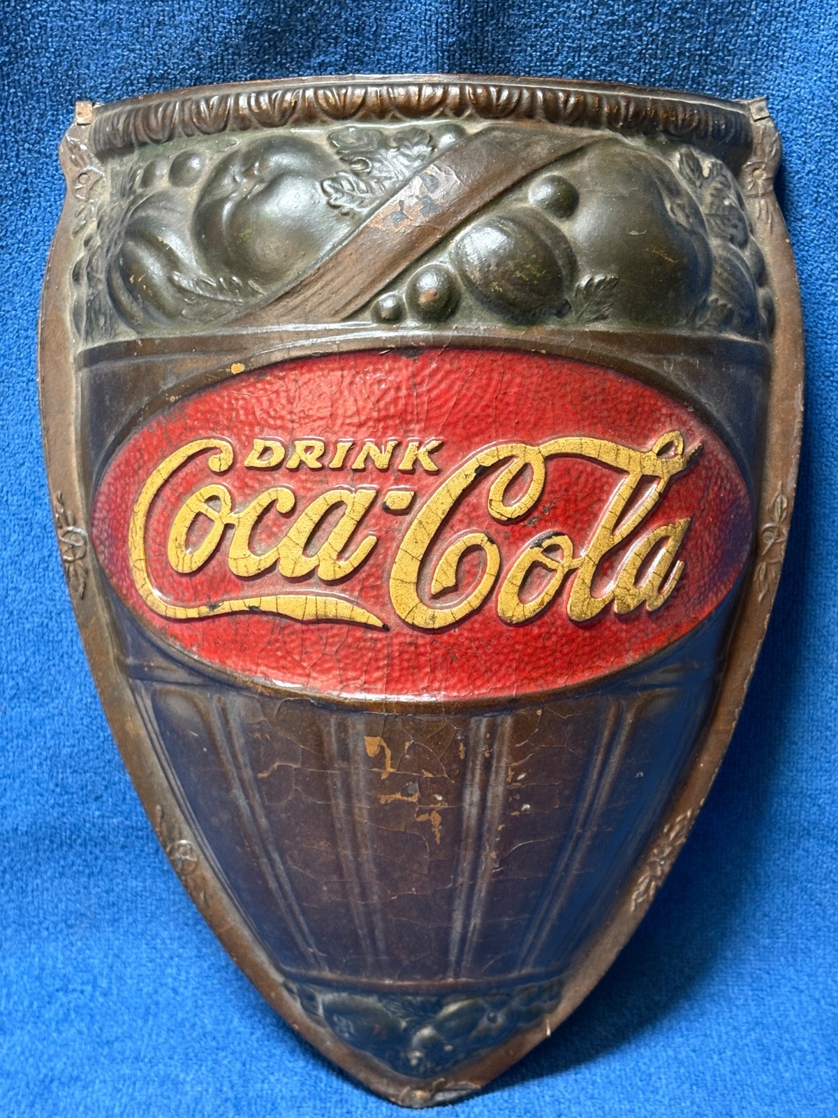 Coca Cola Original Wall Pocket Sconce Scarce Coke c.1925 Advertising Wall Sign