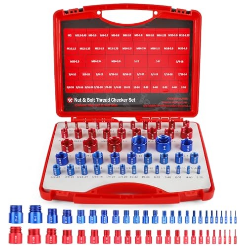48PCS Thread Checker, Nut and Bolt Thread Checker, 48pcs Red & Blue