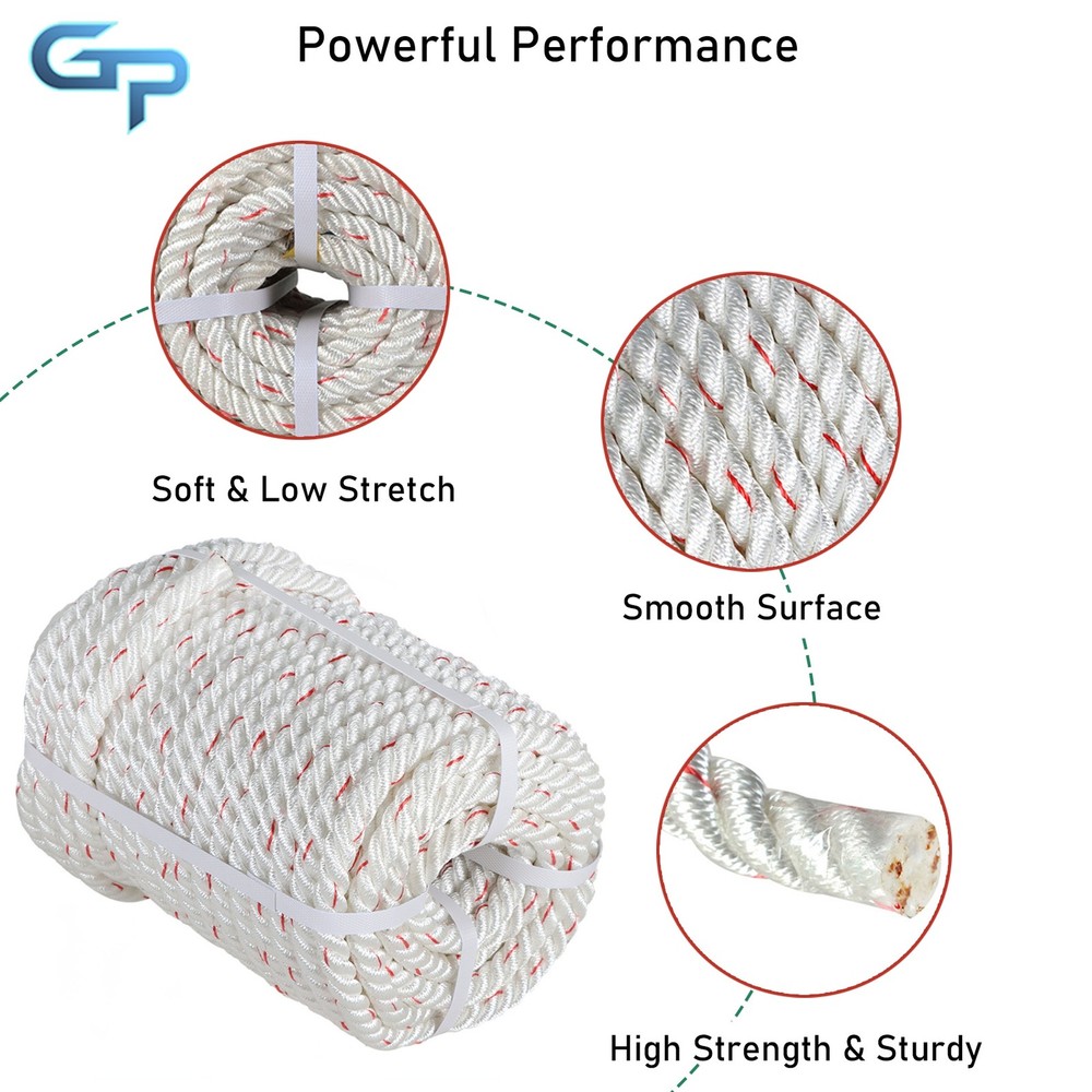 8900Lbs Double Braid Polyester Arborist Bull Rope 5/8"×150' Pulling Rigging Line
