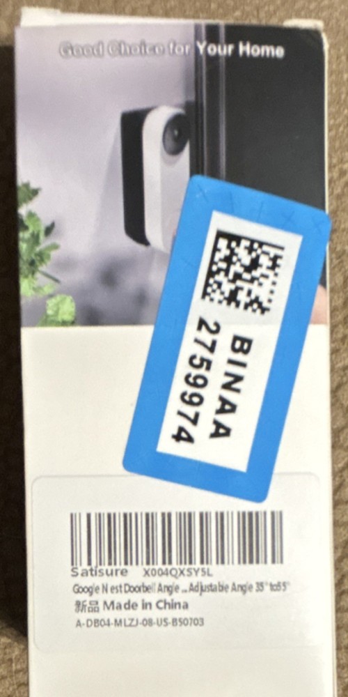 Google Nest Doorbell Angle Mount Adjustable Angle Bracket Black White