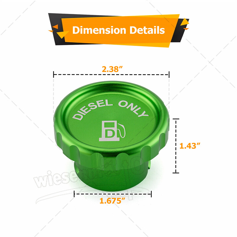 Green Aluminum Magnetic Diesel Fuel Cover Cap For Ram 1500 2500 3500 2019-2023
