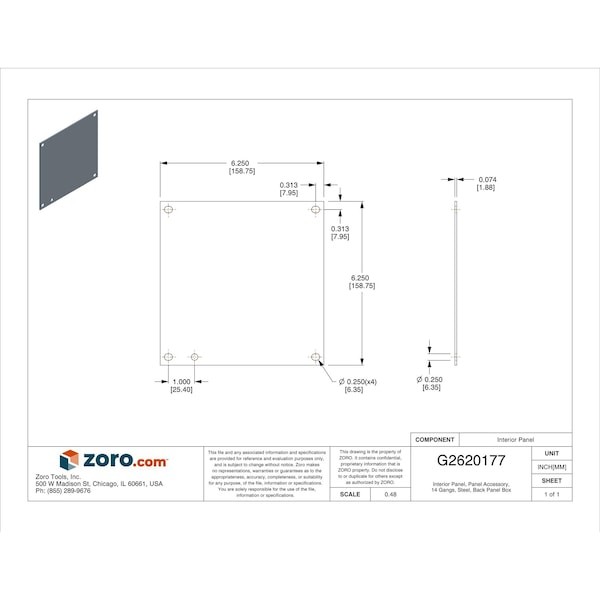 Wiegmann N1p0808 Interior Panel, 14 Gangs, Steel, Back Panel Box Type